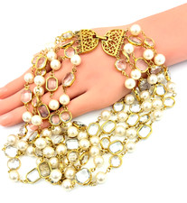 Vintage Balmain Paris French Designer Couture Faux Pearl Multi Strand Necklace