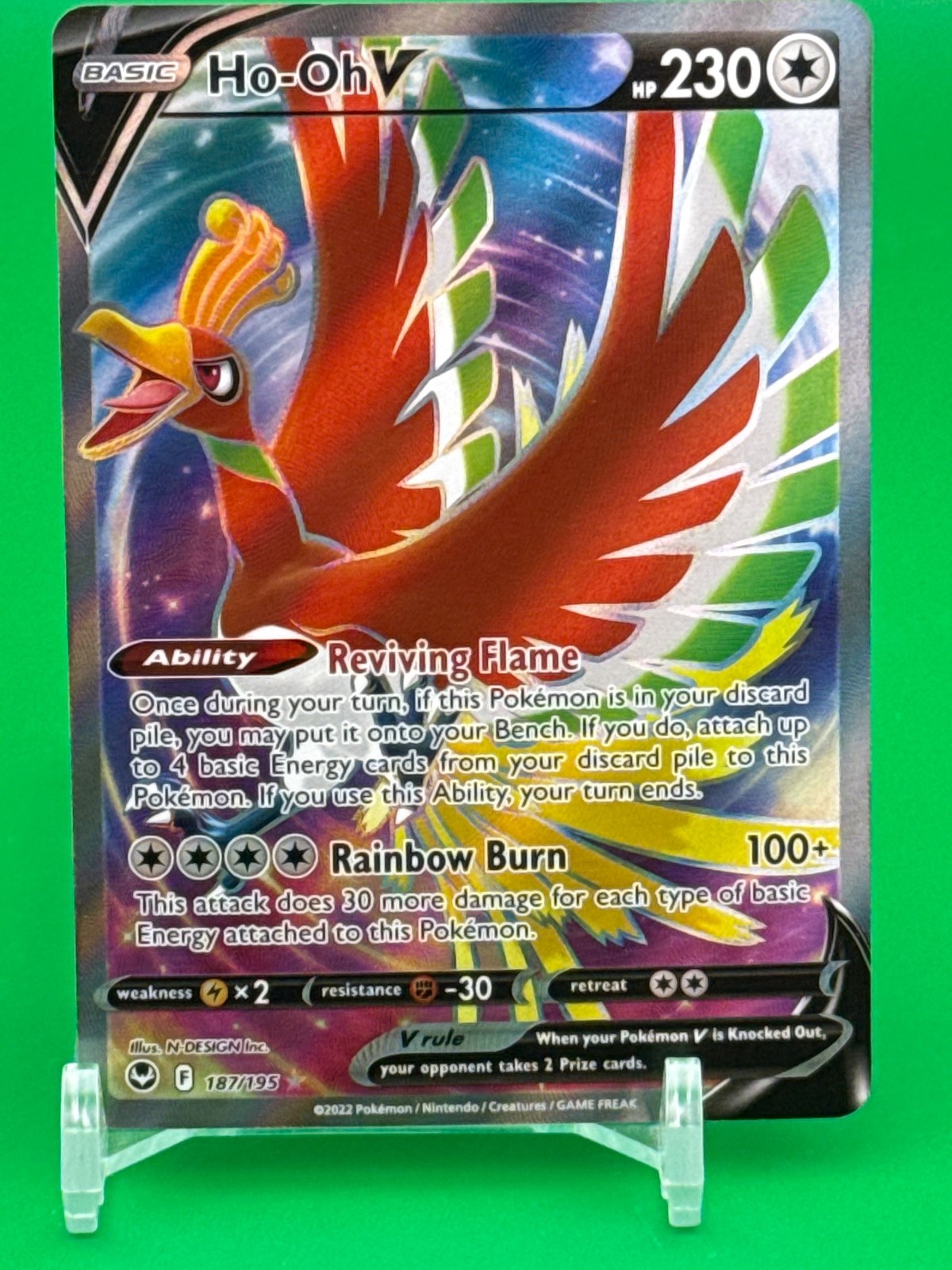 Pokemon Ho-Oh V 187/195 Silver Tempest Rare Ultra NM