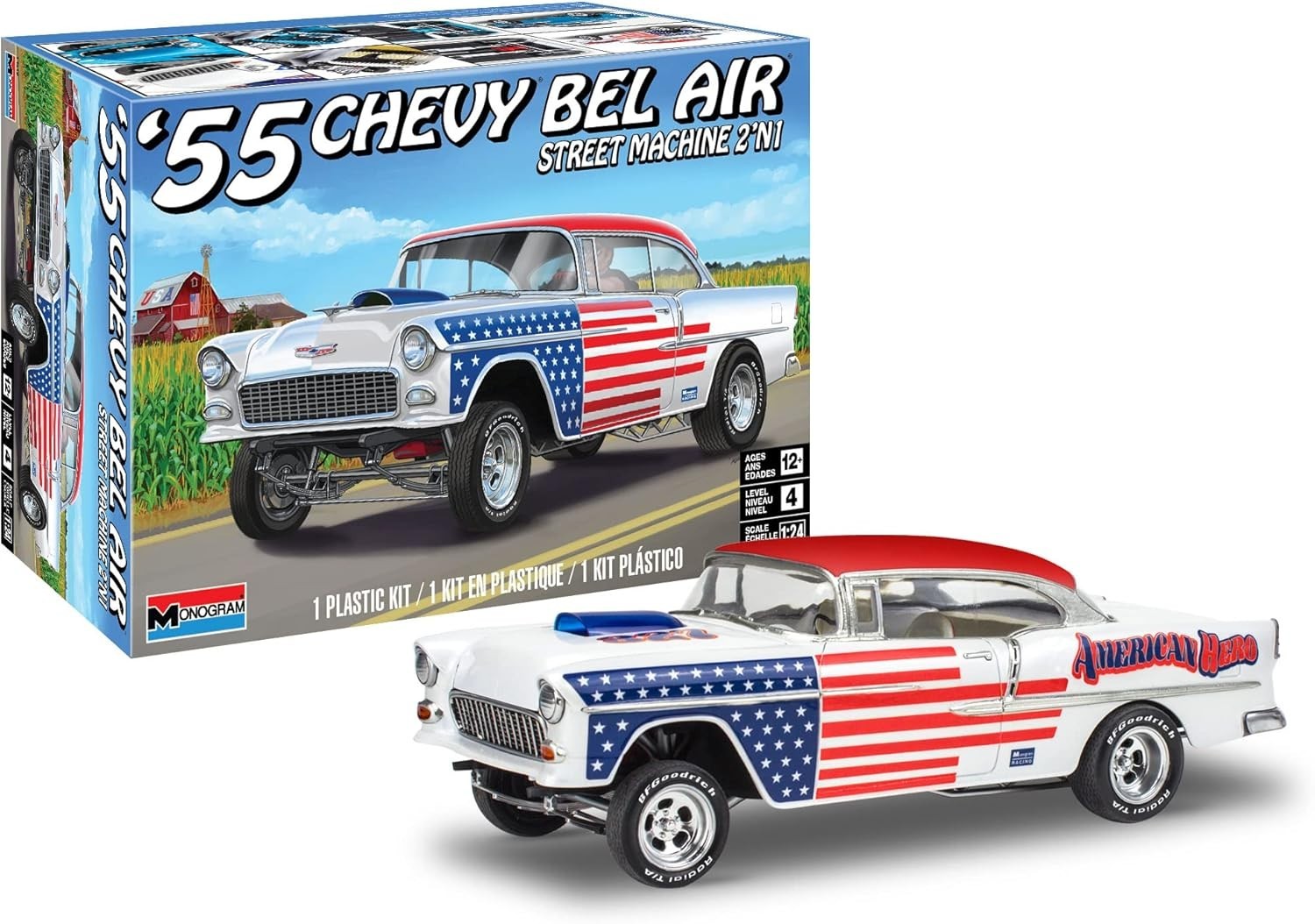 Revell Monogram 14519, 55 Chevy Bel Air Street Machine 2N1, 1:24 Scale model kit