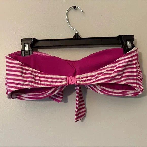 Top de bikini bandeau a rayas rosa y blanco Seafolly Australia, talla 14 para mujer Foto 2 de 3