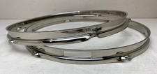 Pair WFL Ludwig Pioneer 14" Nickel/Brass 6-Lug Triple-Flange NOB Rims Hoops