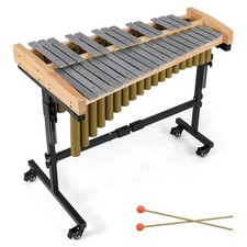 32 Note Marimba w/Rubber Wood Base Resonance Tubes Mallets Adjustable Stand