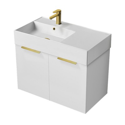 Nameeks Derin-3217-W-C-L Derin 32'' Wall Mounted Single Basin - Gloss White /