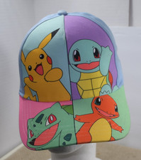 Pokemon youth hat with characters ont he front hook and loop adjustable