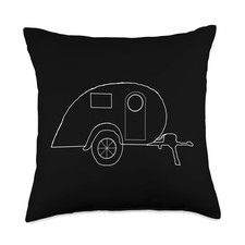Teardrop Trailer Travel Caravan RV Tiny House Camper Throw Pillow