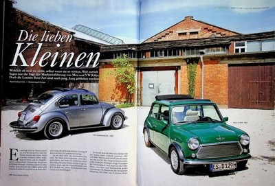 Motor Klassik 10/2013 VW Käfer Mexico mit 34PS als Rover Mini 1.3 MPI mit 63PS?