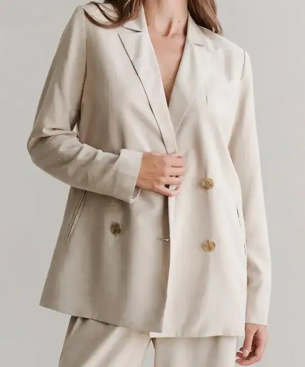 Jenni Kayne Jones Blazer Beige Size 8 Double Breasted NWT Minimalist Jacket