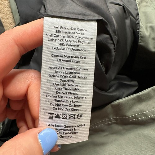 EDDIE BAUER Men's Everson Parka Jacket Size Medium NWT Capers Green Hooded - Picture 6 of 7