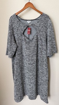 Avenue Women's Size 26/28 Gray Black Keyhole Neckline Knit Shift Dress - NWT
