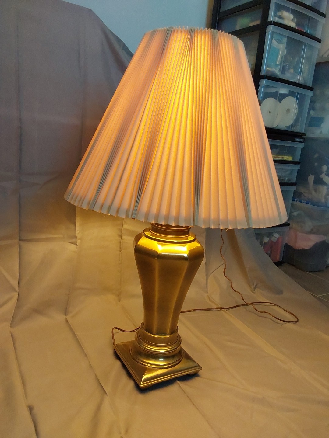 Brass Lamp With Pleated Shade