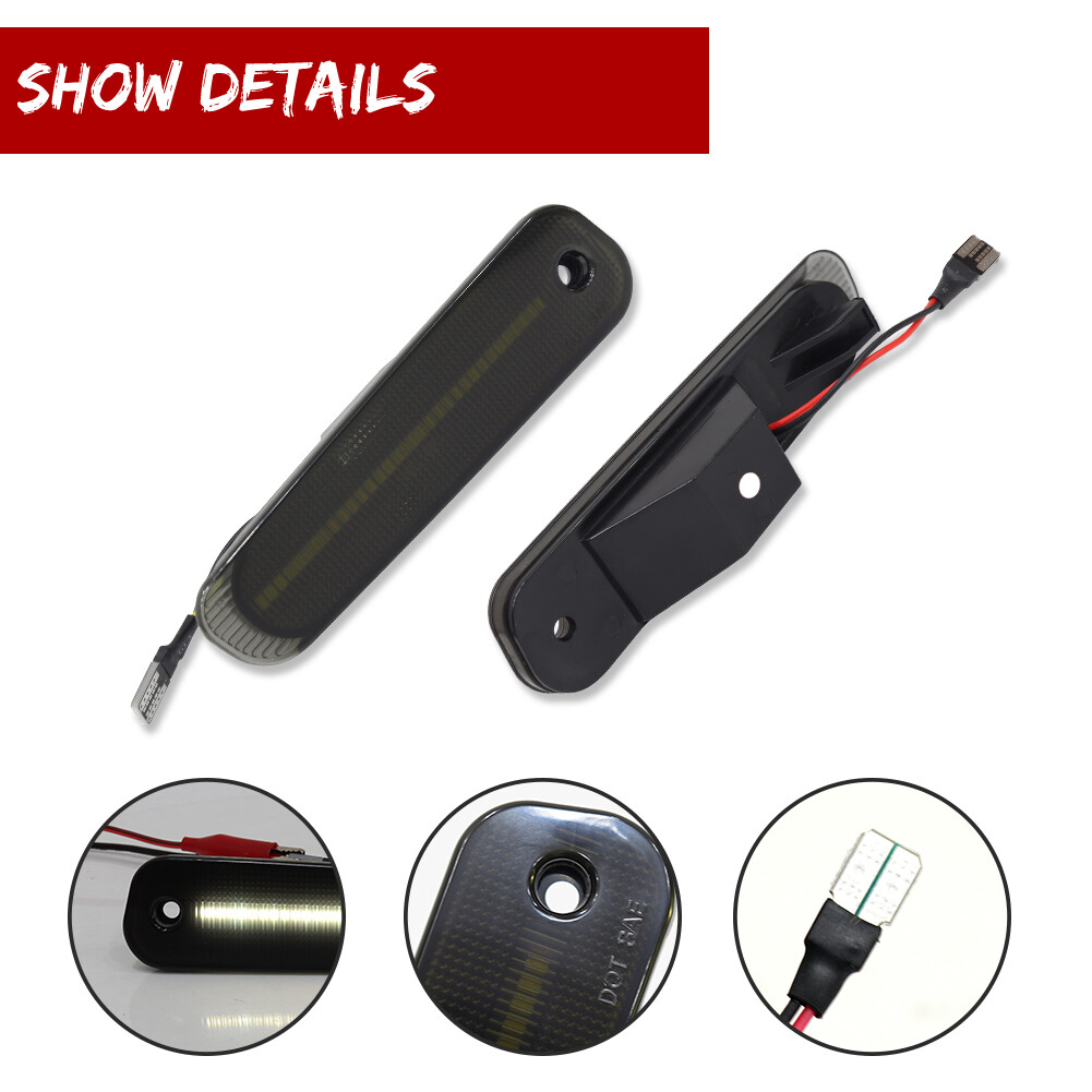 2pcs Smoked White LED Rear Side Marker Parking Lights For 90-96