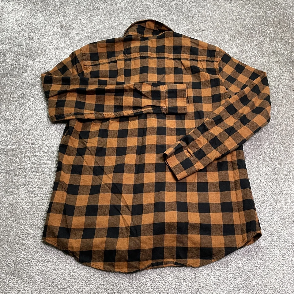 Guess Flannel Shirt Mens Large Brown Black Plaid Cotton Casual Cotton Casual Top - Image 2 of 4