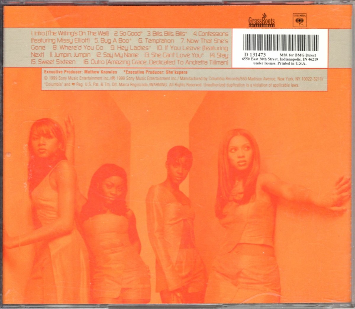 Destiny's Child Writing's On The Wall 1999 OG CD 1st Press BMG
