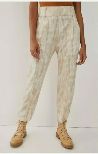 Anthropologie Mitra Relaxed Tie Dye Pants Cream Tan Women's Sz 10 NWT (D