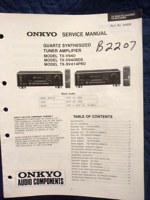 Onkyo TX-V940 TX-V940RDS TX-SV414 Power Amplifier Original Service Repair Manual