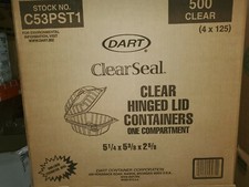 Dart, Clear Hinged Lid Containers, One Compartment 5 1/4 x 5 3/8 x 2 5/8 -CS/500