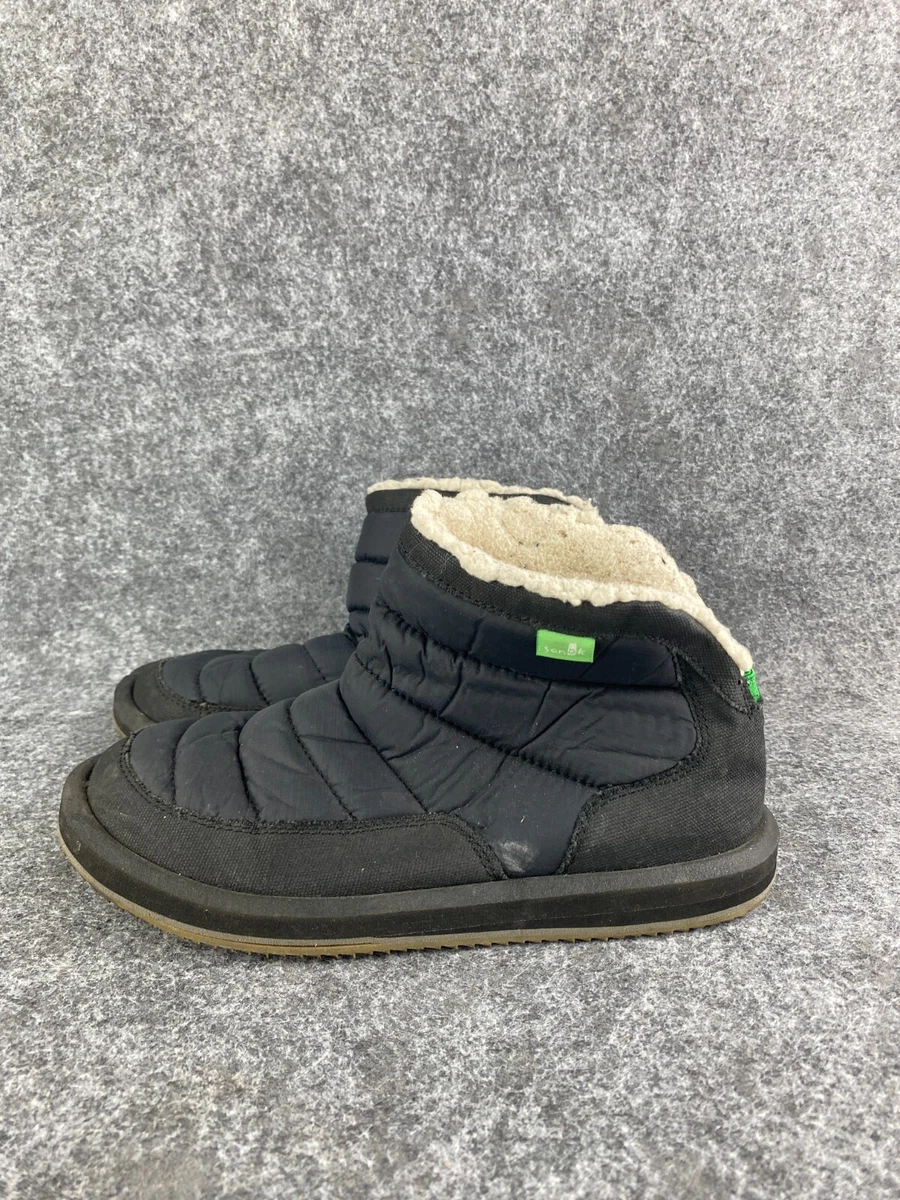 Sanuk Puff N Chill Slip on Ankle Chukka Boots Men s 7 Black Shoes