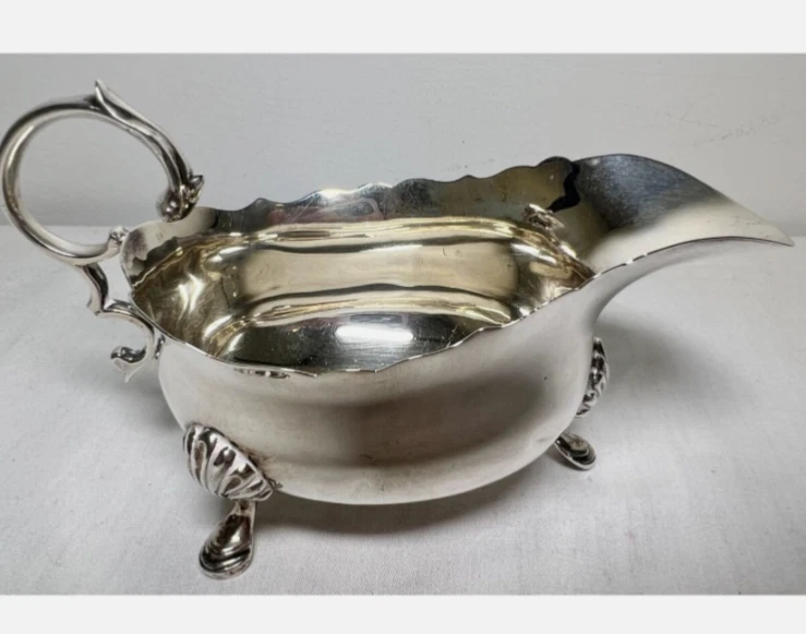 Antigo barco de molho de prata esterlina 1926 Edward Barnard & Sons Ltd 94g - Imagem 4 de 4