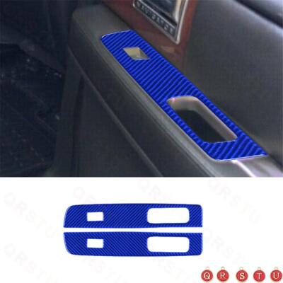 Blue Carbon Fiber Rear Window Lift Control Trim For Lincoln Navigator 07-14