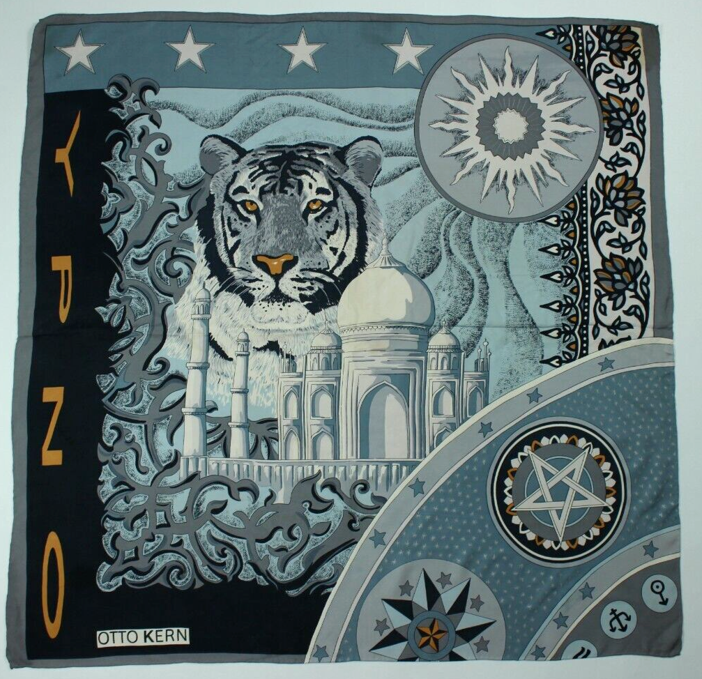 Foulard Carré En Soie Otto Kern - Gris, Occasion, Fabriqué En Italie