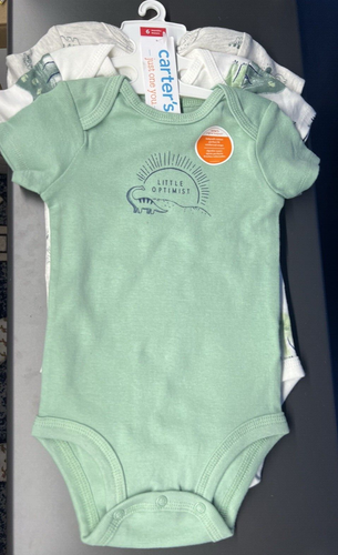 DINOSAURIER CARTER'S NUR EIN JAHR 3ER PACK BODYS EINTEILER 6 MONATE NEU MIT ETIKETT GRÜN - Bild 1 von 6