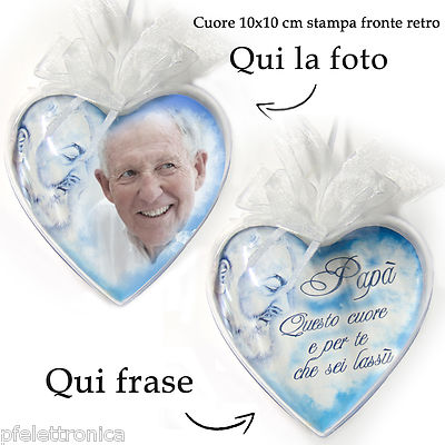 Funerale Commemorazione Defunti Cuore Con Foto Dedica E Frase Al Caro Papa Ebay