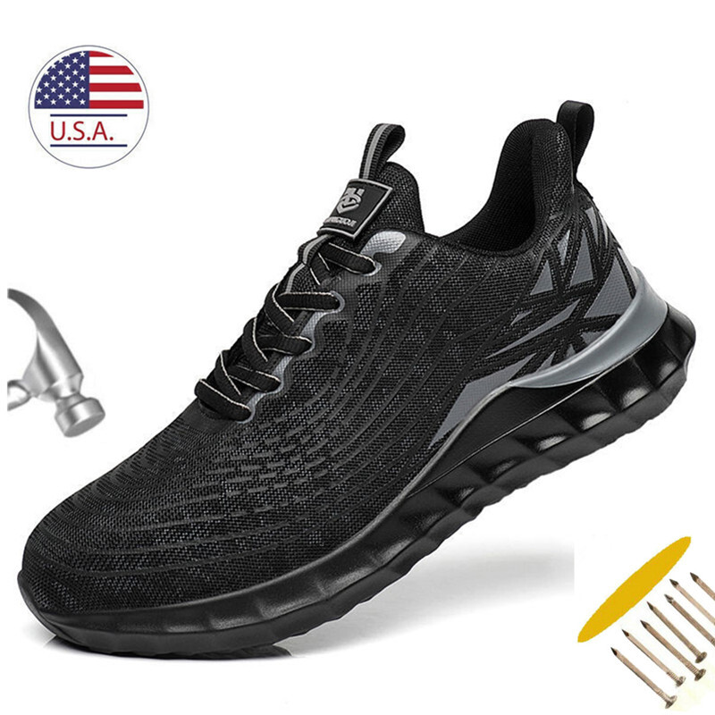 Mens Work Safety Steel Toe Shoes Tennis 