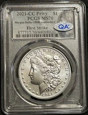 PCGS MS70 2021-CC MORGAN DOLLAR 100th Anniv Label 1st Strike & QA Check approved