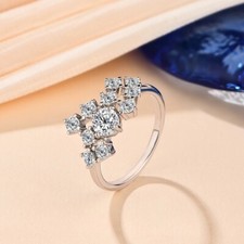 Image of 1.5ct Ring 18K White Gold Engagement Round Lab-Created Diamond Test Pass US:7