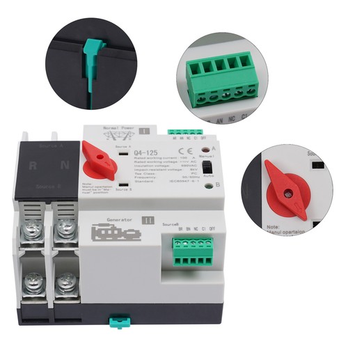 Interruttore Trasferimento Automatico 2P 100A 110V Griglia ad AC Generatore Doppia Potenza 50Hz/60Hz - Foto 11 di 12