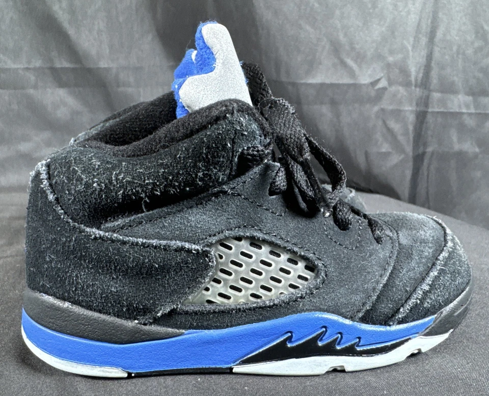 🔥Nike Air Jordan 5 Retro Negro Corredor Azul Lengua Reflectante 440890-004 Talla 8C Foto 4 de 4