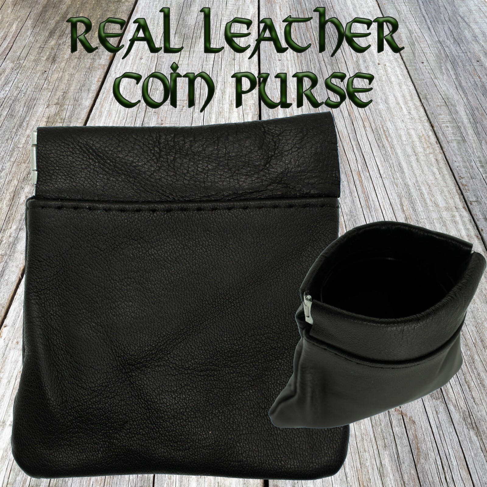 Cuero Monedero Chasquear Abertura Dinero Tarjeta de Crédito Hombre Mujer Gran De