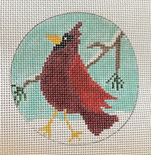 Cardinal Ornament Hand Painted Needlepoint Canvas