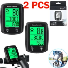 2PCS Wire LCD Digital Bicycle Computer Bike Cycling Speedometer Odometer