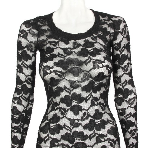 Betsey Johnson Vintage Black Lace Bodycon Dress size 4 retro 90s (blemish) - 854 - Picture 2 of 12