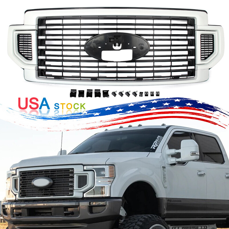 Oxford White Z1 Front Upper Grille Fit 2020-2022 Ford Super Duty F250 F350 F450