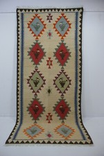 IC83 Handwoven Wool Rug Ghashgai Kilim Natural Color 266 x 120