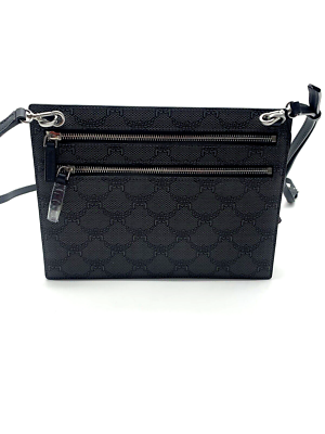 【関税&送料込】Mcm Black Leather Small Himmel Laurel Crossb Small Himmel Crossbody in Leather and Laurel Flocking Blue
