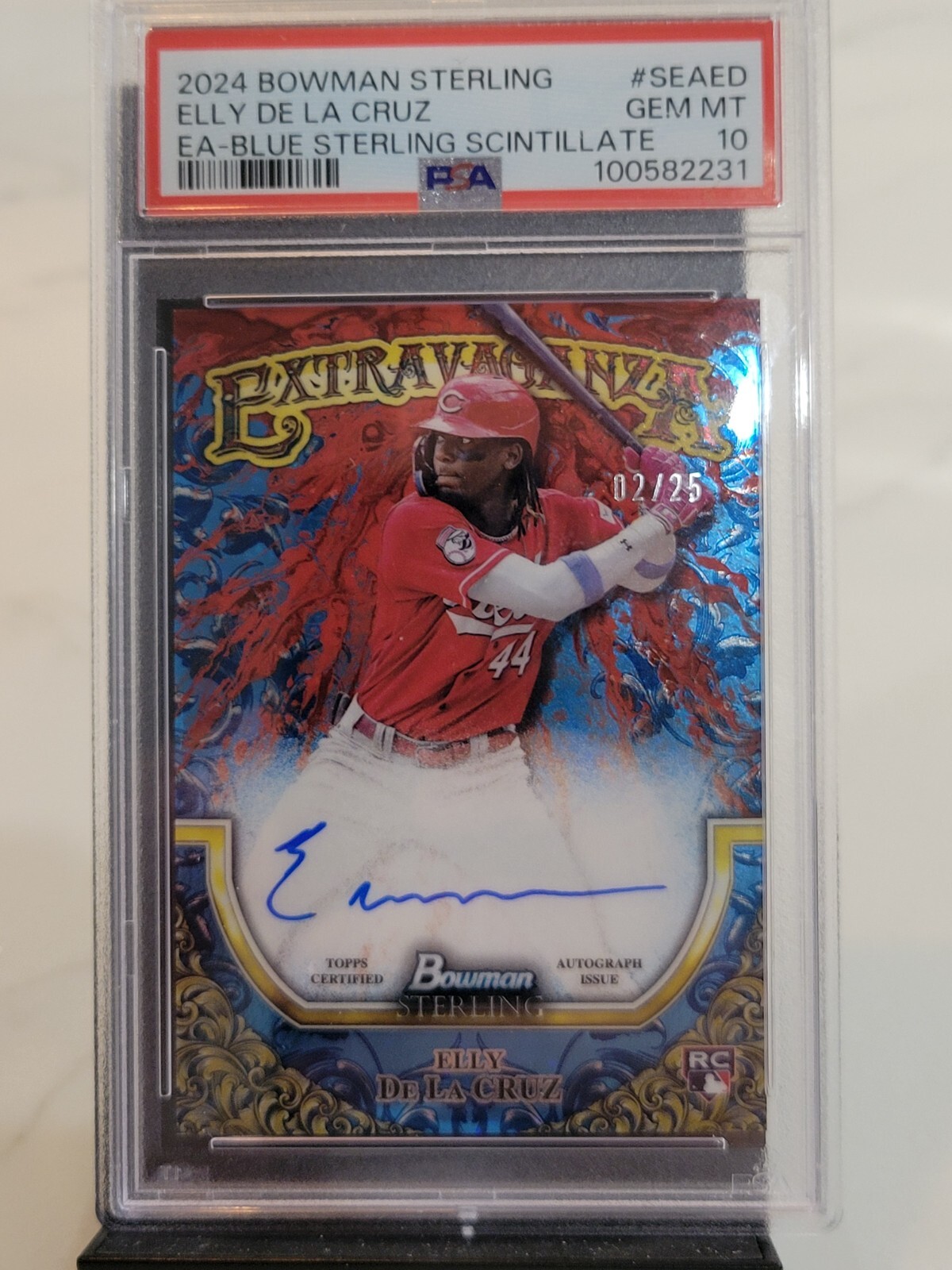 2024 BOWMAN STERLING EXTRAVAGANZA RC AUTO ELLY DE LA CRUZ ROOKIE BLUE /25 PSA 10