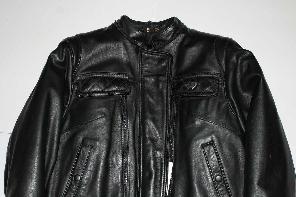 First Gear Scout II Black Leather Motorcycle Jacket Mens SZ Size S
