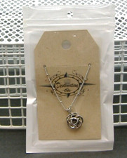 BLOSSOM ROSE 18" SILVER TONE ESSENTIAL OIL DIFFUSER NECKLACE WITH LAVA STONE NEW