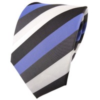 Tigertie Seidenkrawatte Blau Anthrazit Weiß Gestreift - Krawatte Tie Seide