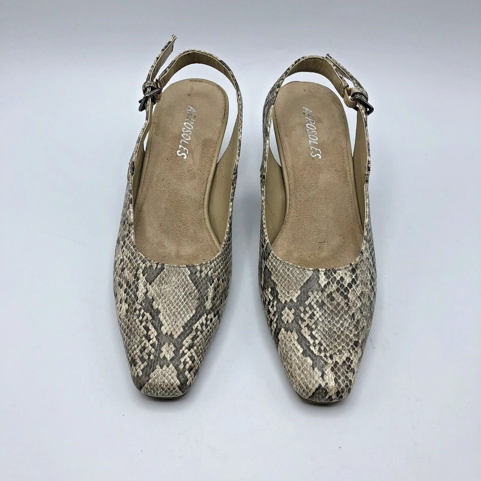 Zapato Aerosoles Rudiment Mujer Piel de Serpiente Imitación Tacón Eslinga Talla 6M Usado Foto 4 de 4