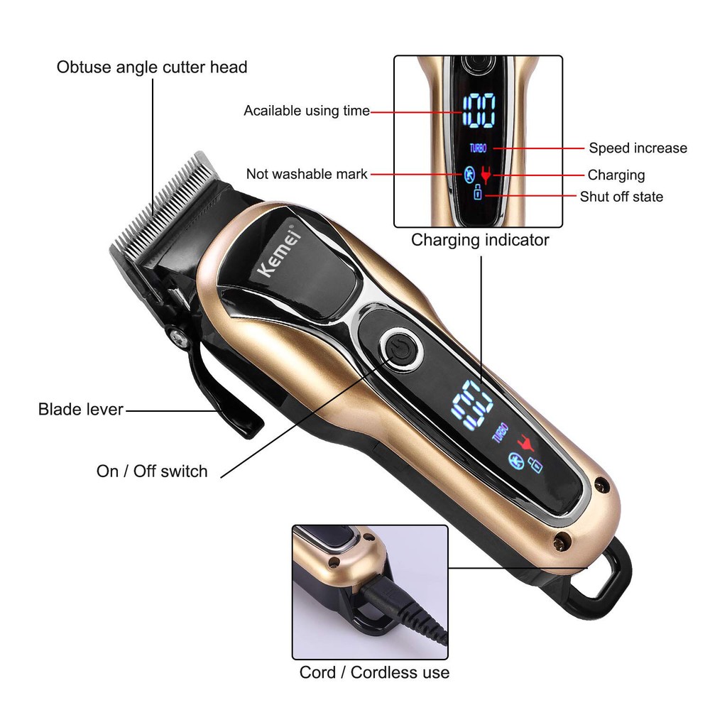 Kemei Electric Hair Clippers Trimmer for Men Beard Cordless Trimmer Machine Kit