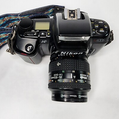 Nikon N6006 35mm Film Camera AF Nikkor 35-80mm 1:4-5.6 Lens Strap