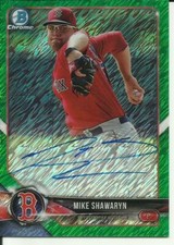 2018 Bowman Green Shimmer Autograph Prospects Mike Shawaryn Boston Red Sox /99