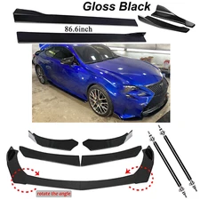 Front Bumper Lip Spoiler Splitter 86.6" Side Skirt Rear For LEXUS RC350 F Sport