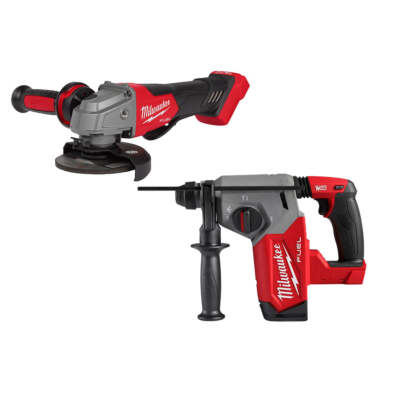 Milwaukee 2912-20 M18 FUEL 18V 1'' SDS Plus Rotary Hammer w/ 4-1/2'' / 5'' Grinder