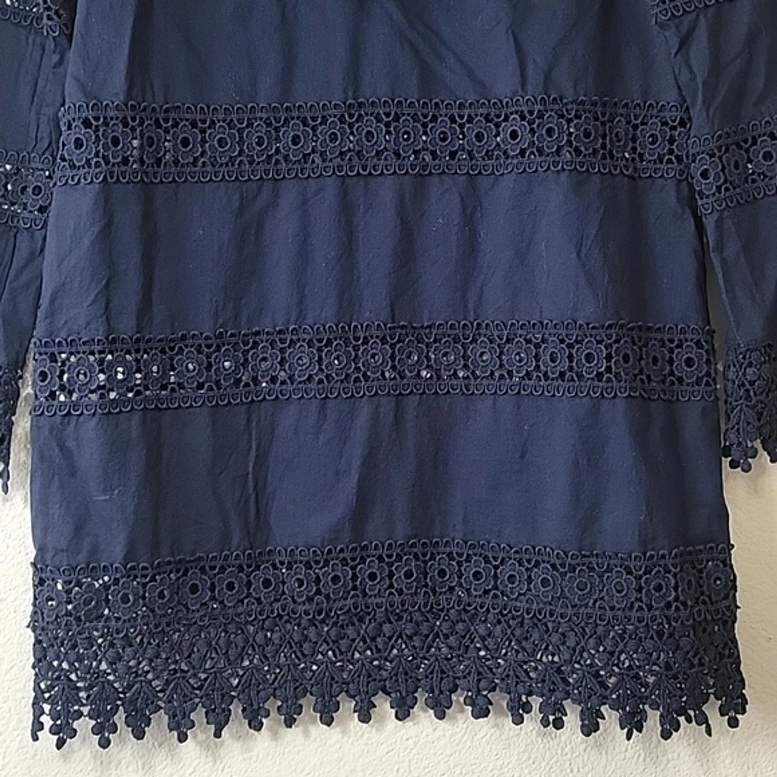 Tory Burch semi velato uncinetto blu navy copricostume mini abito donna taglia XS TP