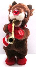 Dan Dee Animated Musical Rudolph Red Nosed Reindeer Dancing Saxophone WORKS
